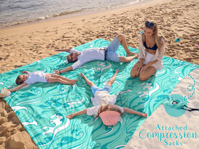 WEKAPO Sand Free Beach Blanket,Turquoise Ocean Waves