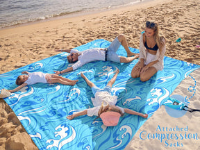 WEKAPO Sand Free Beach Blanket, Blue Ocean Waves