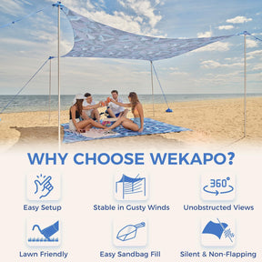 WEKAPO Beach Tent Sun Shelter,Sapphire Twilight Leaf