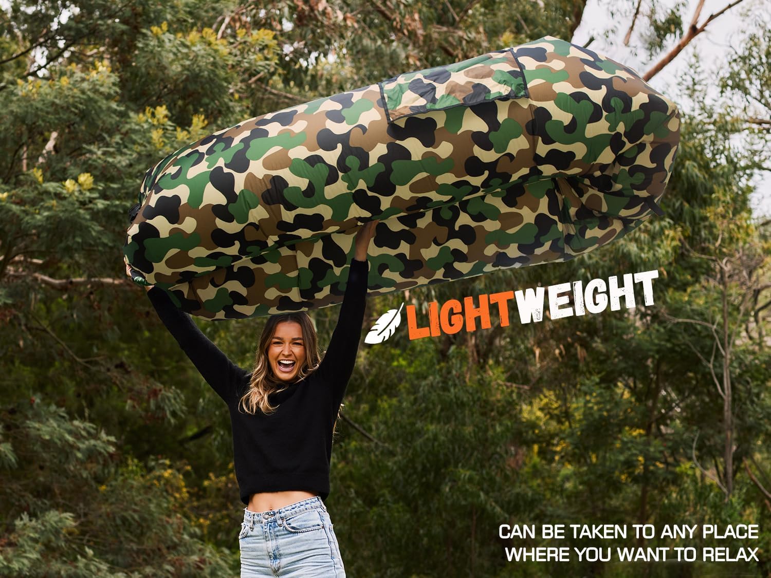 WEKAPO Inflatable Lounger Air Sofa,Camouflage Green