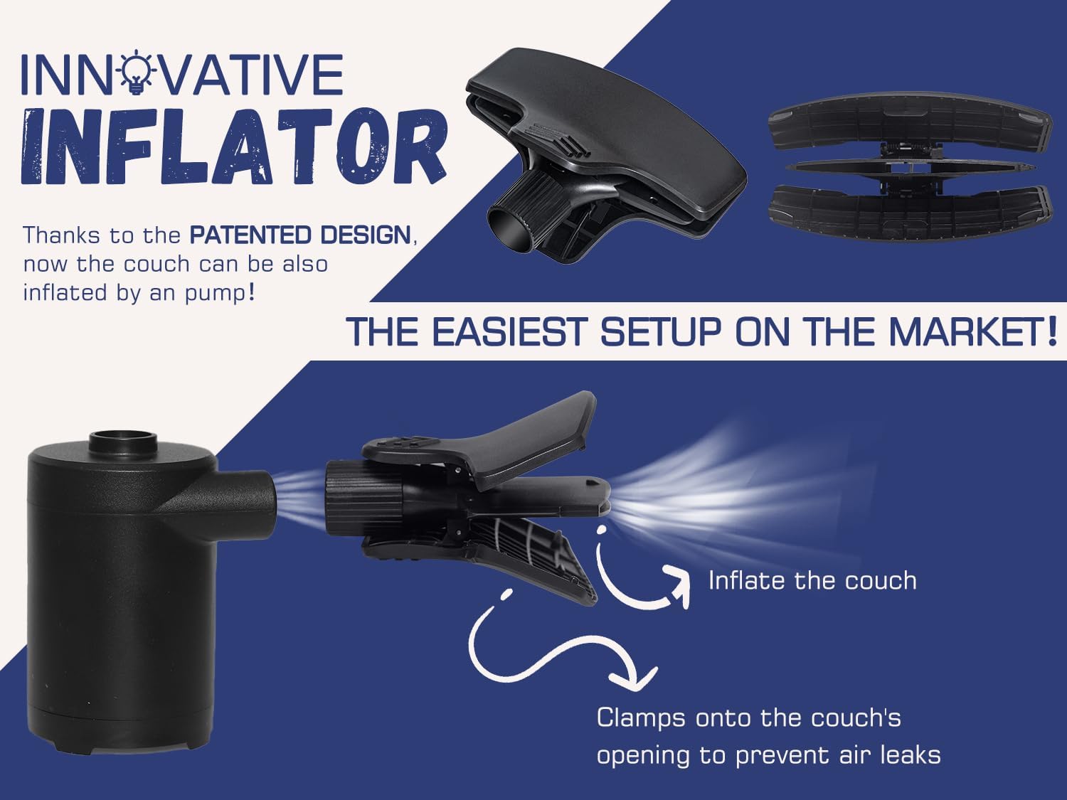 WEKAPO Inflatable Couch with Pump,Navy