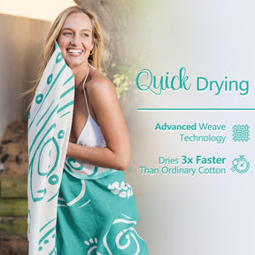 WEKAPO Turkish Beach Towel,Light Teal Sea Turtle