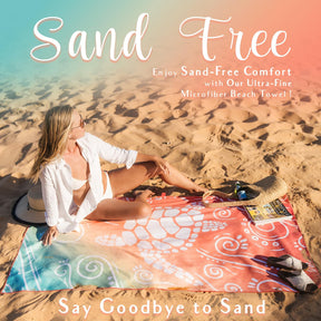 WEKAPO Microfiber Beach Towel,Gradient Coral Sea Turtle