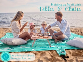 WEKAPO Sand Free Beach Blanket,Turquoise Ocean Waves