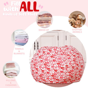 WEKAPO Stuffed Animal Storage Bean Bag Cover,Heart