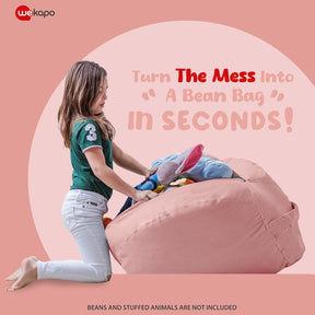 WEKAPO Stuffed Animal Storage Bean Bag Cover,Solid Pink