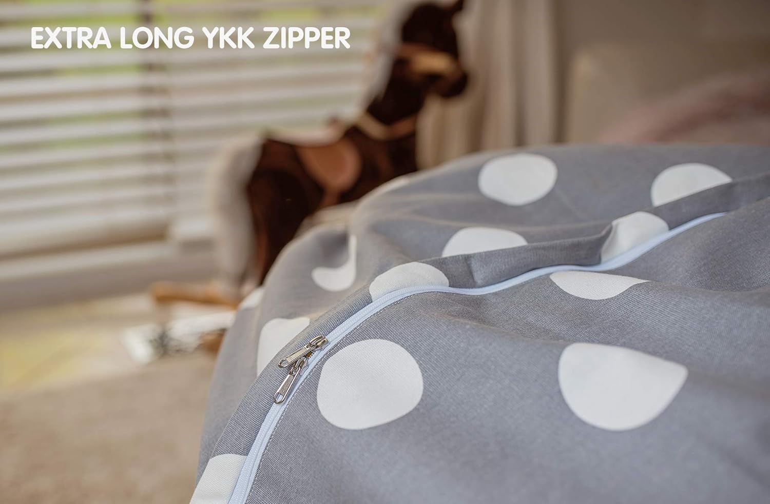 WEKAPO Stuffed Animal Storage Bean Bag Cover,Gray Dot
