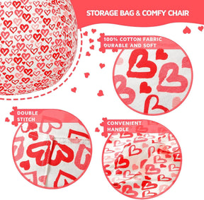 WEKAPO Stuffed Animal Storage Bean Bag Cover,Heart