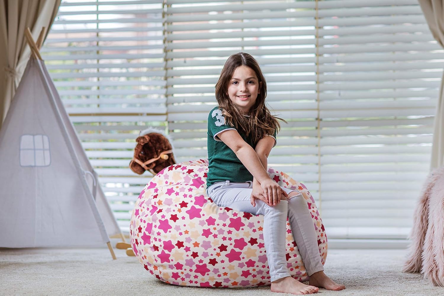 WEKAPO Stuffed Animal Storage Bean Bag Cover,Small star