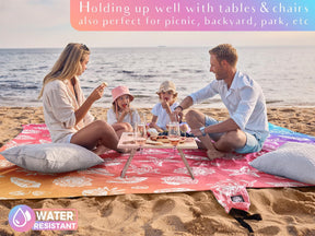 WEKAPO Sand Free Beach Blanket, Pinkish Purple Sea Shells