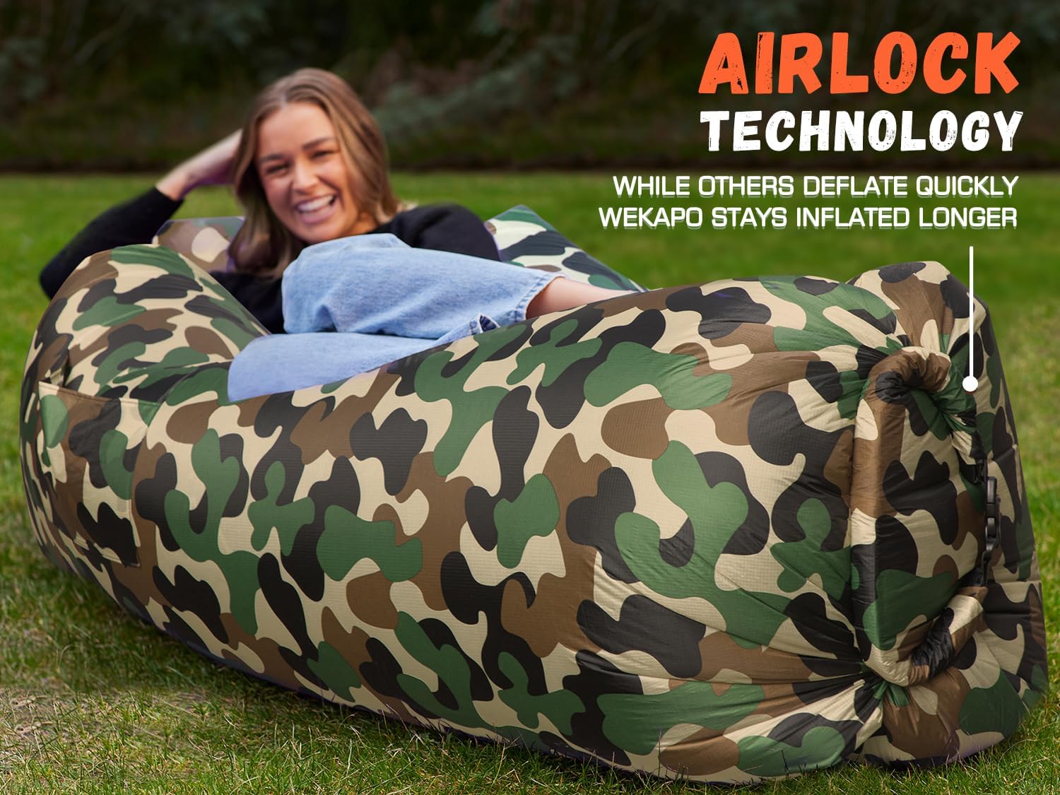WEKAPO Inflatable Lounger Air Sofa,Camouflage Green