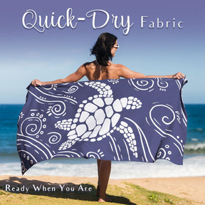 WEKAPO Microfiber Beach Towel,Navy Sea Turtle