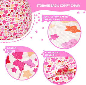 WEKAPO Stuffed Animal Storage Bean Bag Cover,Small star