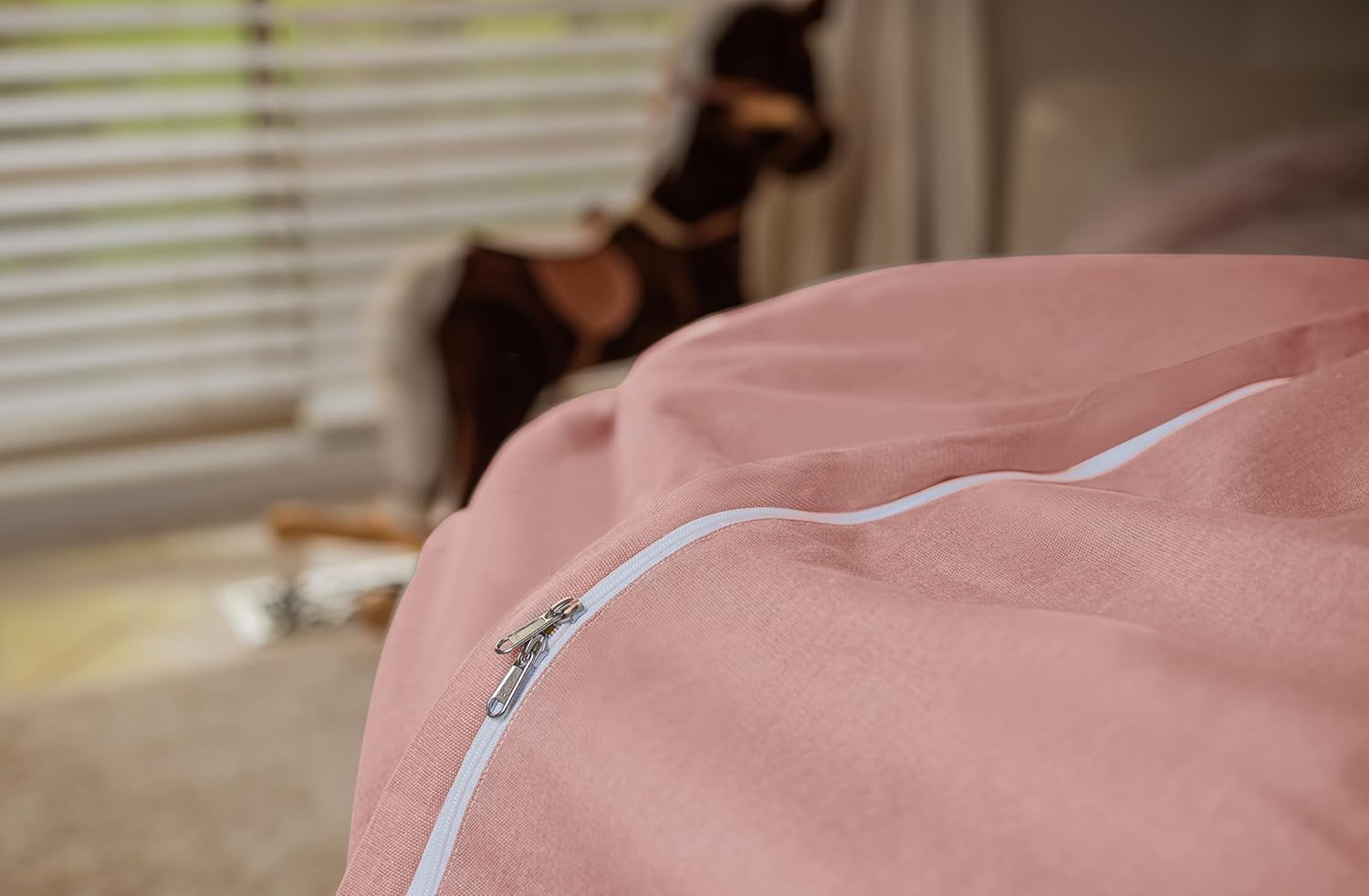 WEKAPO Stuffed Animal Storage Bean Bag Cover,Solid Pink