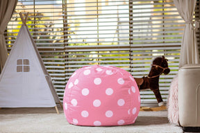 WEKAPO Stuffed Animal Storage Bean Bag Cover,Pink Dot