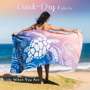 WEKAPO Microfiber Beach Towel,Gradient Deep Blue Sea Turtle