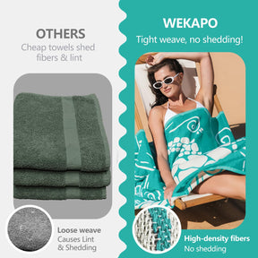 WEKAPO Turkish Beach Towel,Light Teal Sea Turtle