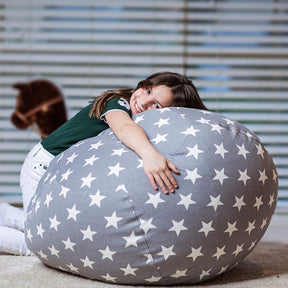 WEKAPO Stuffed Animal Storage Bean Bag Cover,Grey Star
