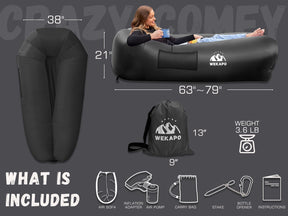 WEKAPO Inflatable Couch with Pump,Black