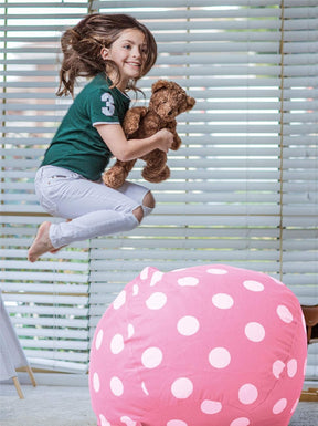 WEKAPO Stuffed Animal Storage Bean Bag Cover,Pink Dot