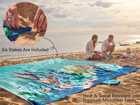 WEKAPO Sand Free Beach Blanket,  Ocean Wonderland