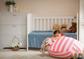 WEKAPO Stuffed Animal Storage Bean Bag Cover,Pink Stripes