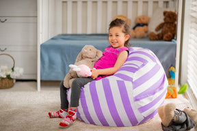 WEKAPO Stuffed Animal Storage Bean Bag Cover,Purple Stripes