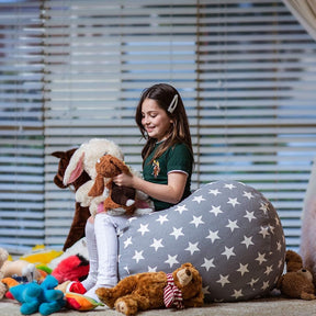 WEKAPO Stuffed Animal Storage Bean Bag Cover,Grey Star