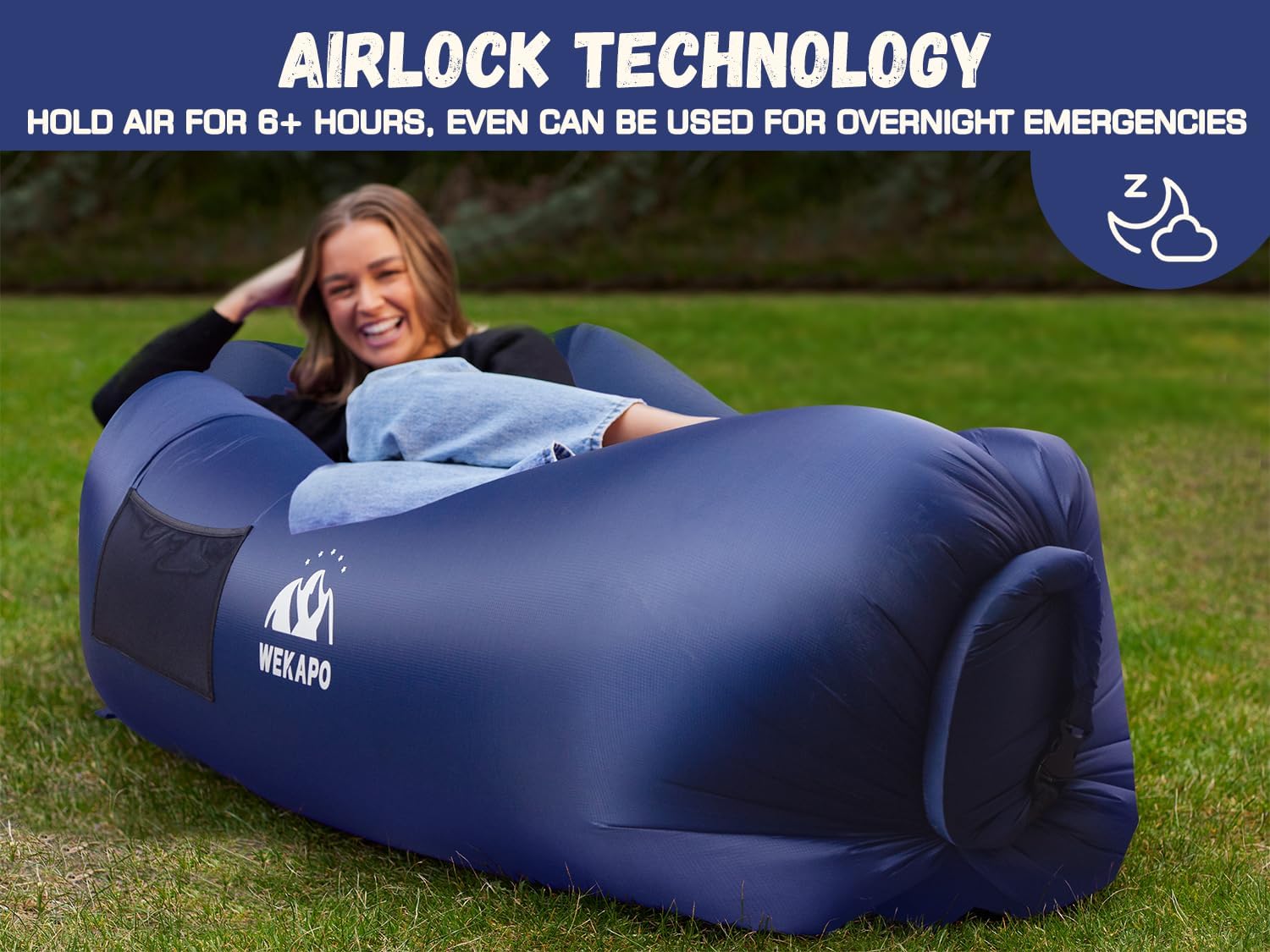 WEKAPO Inflatable Couch with Pump,Navy