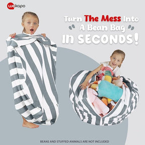 WEKAPO Stuffed Animal Storage Bean Bag Cover,Gray Stripes