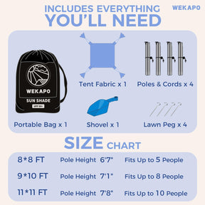 WEKAPO Beach Tent Sun Shelter,Periwinkle Blue