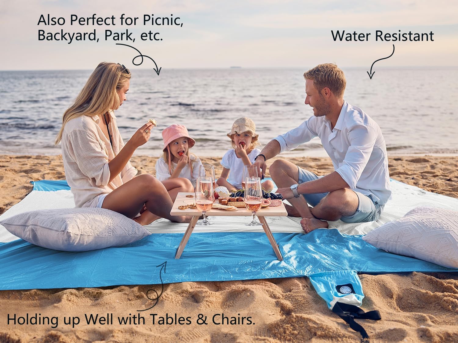 WEKAPO Sand Free Beach Blanket, White