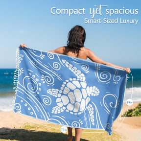 WEKAPO Turkish Beach Towel,Light Blue Sea Turtle