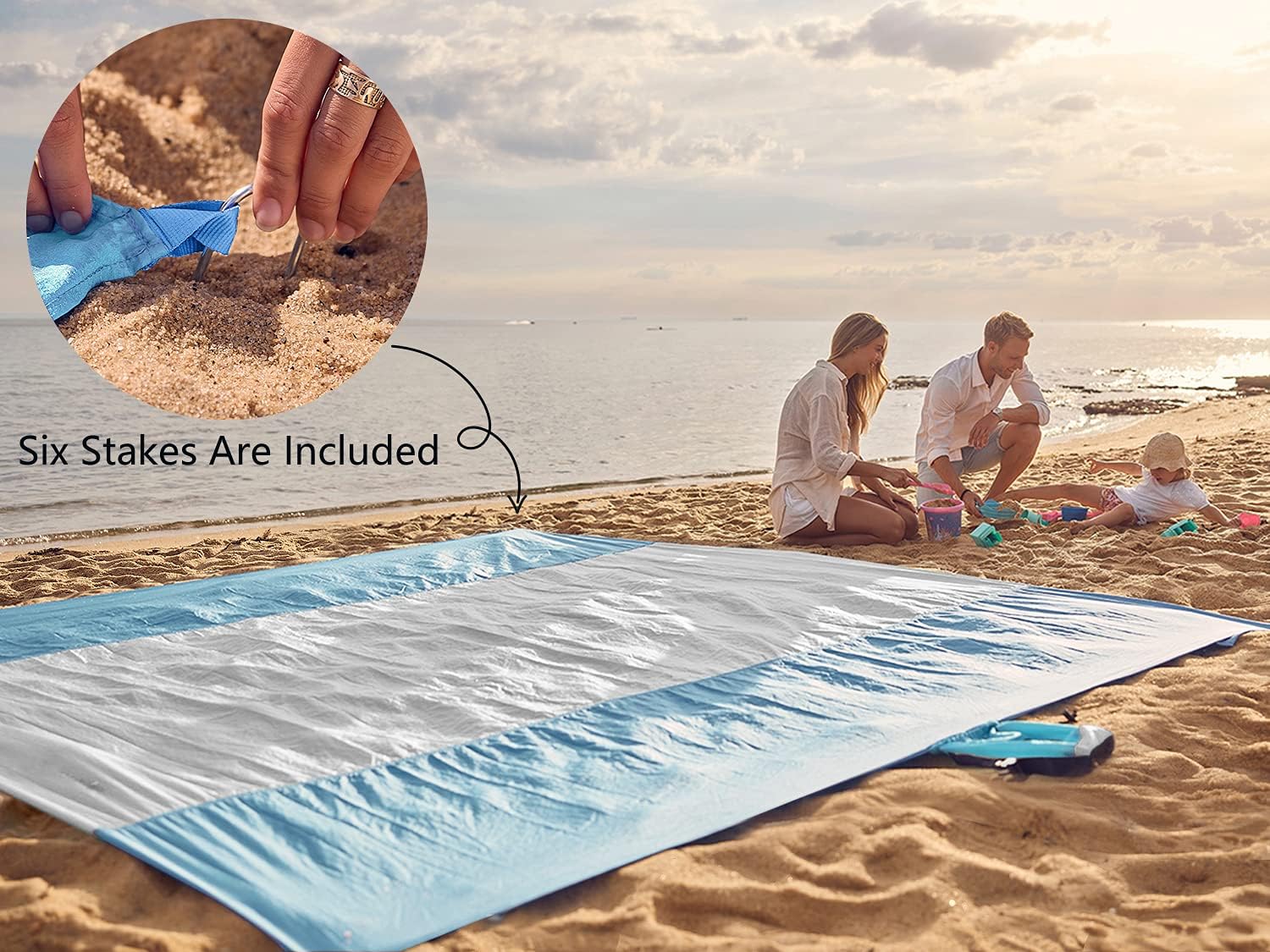WEKAPO Sand Free Beach Blanket, White