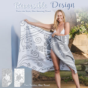 WEKAPO Microfiber Beach Towel,Gray Sea Turtle