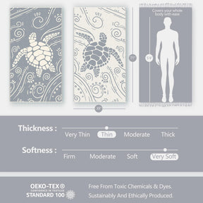 WEKAPO Turkish Beach Towel,Light Grey Sea Turtle