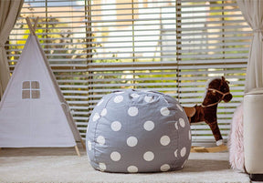WEKAPO Stuffed Animal Storage Bean Bag Cover,Gray Dot