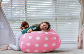 WEKAPO Stuffed Animal Storage Bean Bag Cover,Pink Dot