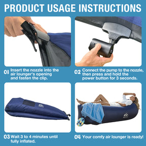 WEKAPO Portable Electric Air Pump & Nozzle Set for Air Loungers