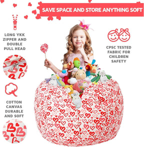 WEKAPO Stuffed Animal Storage Bean Bag Cover,Heart