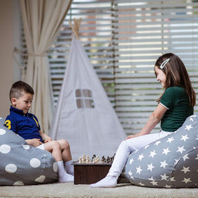 WEKAPO Stuffed Animal Storage Bean Bag Cover,Grey Star