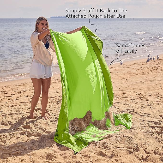 WEKAPO Sand Free Beach Blanket, Green