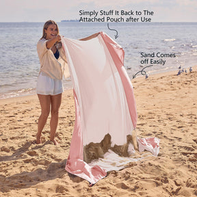 WEKAPO Sand Free Beach Blanket, Pink