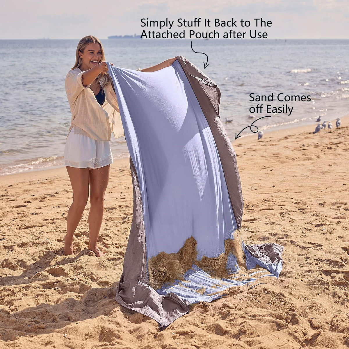 WEKAPO Sand Free Beach Blanket, Purple