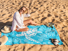 WEKAPO Microfiber Beach Towel,Blue Sea Turtle
