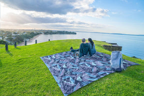 WEKAPO Sand Free Beach Blanket,Blue Leaf