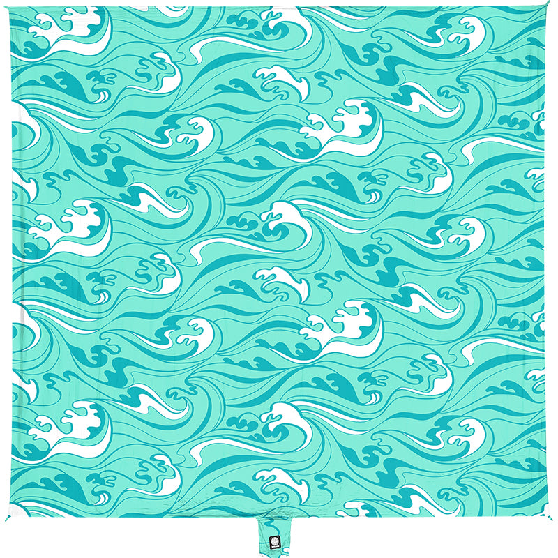 WEKAPO Sand Free Beach Blanket,Turquoise Ocean Waves