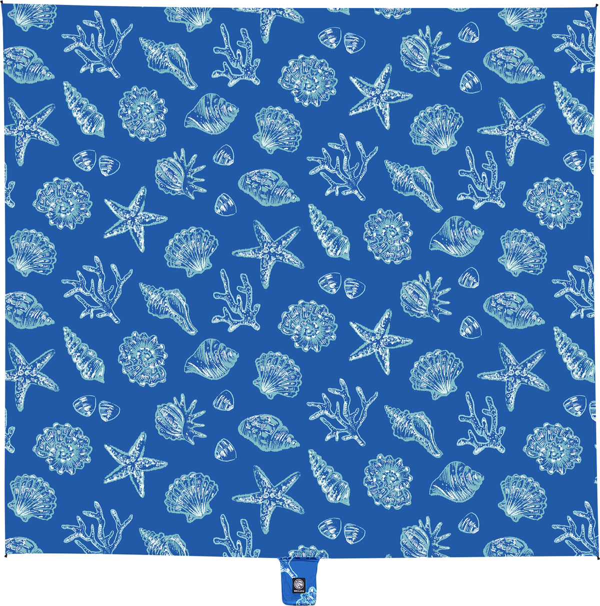 WEKAPO Sand Free Beach Blanket,Blue Sea Shells